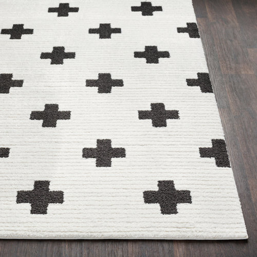 Hashtag Home Tommen Machine Woven / Power Loomed Black/OffWhite Rug